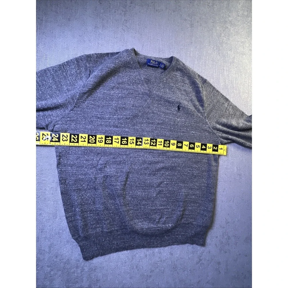 Polo Ralph Lauren Knit Sweater Men L Graphite Gray‎ Cotton Crew Neck Pullover